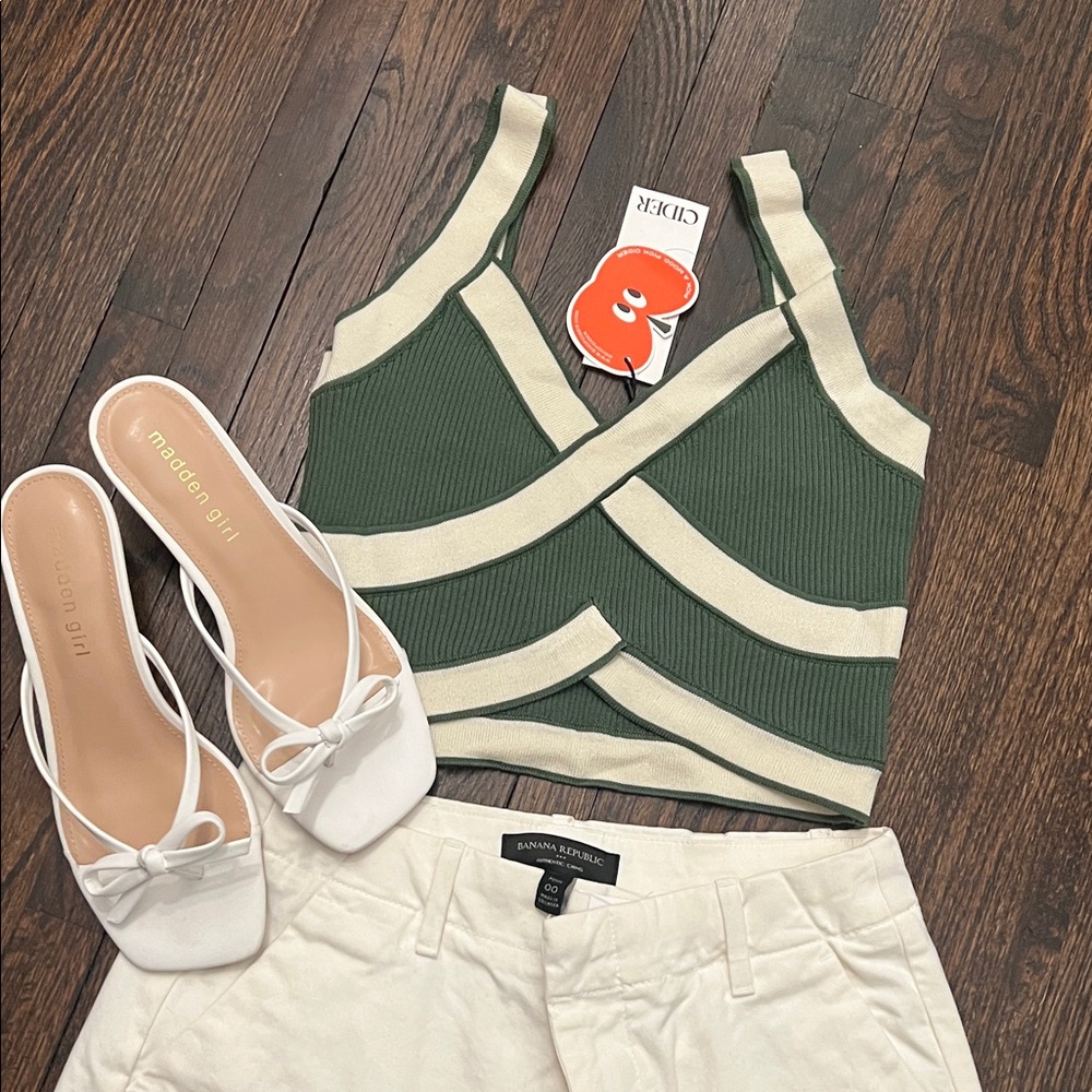 Cider Olive and Cream Wrap Crop Top